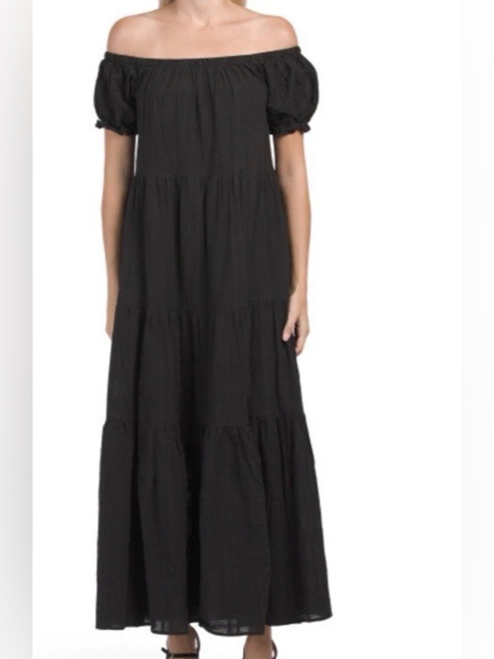 Young Fabulous & Broke black maxi dress optional off shoulder tiered women’s xs
